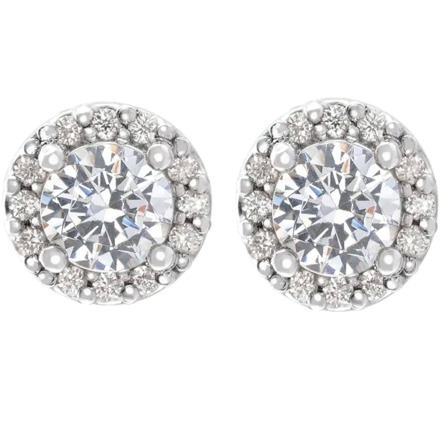 Women Jewelry Sparkling Unique Studs Halo Earrings White Gold Diamond