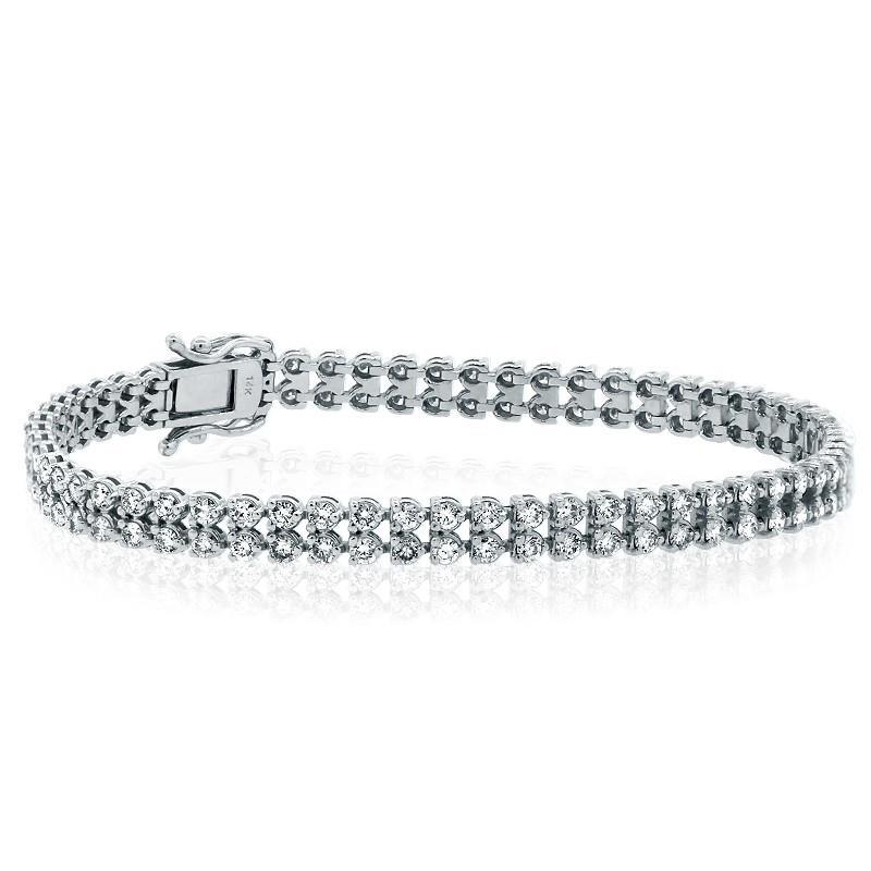 Double Row Round Cut 5.70 Carats Diamonds Bracelet White Gold 10K Tennis Bracelet