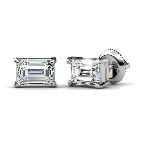 Emerald Cut Prong Set 4.50 Carats Diamonds Studs Earrings White Gold Stud Earrings