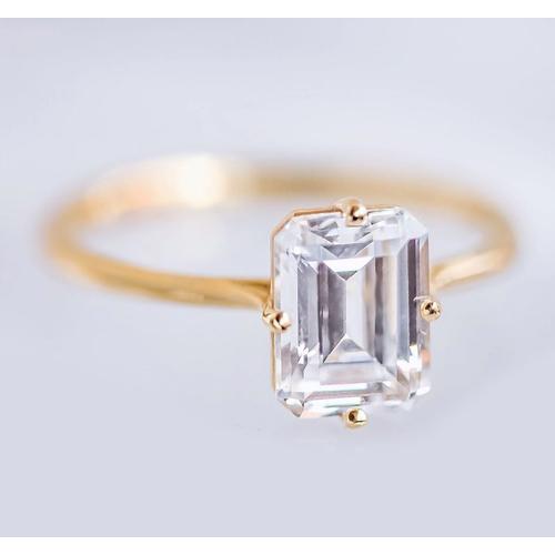 Emerald Cut Solitaire Diamond Ring Yellow Gold
