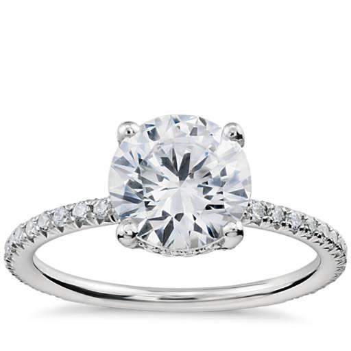 Engagement Solitaire Ring with Accents White Gold Diamond