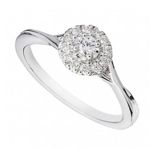 Engagement Ring 2.20 Ct Brilliant Cut Sparkling Diamonds White Gold Halo Halo Ring