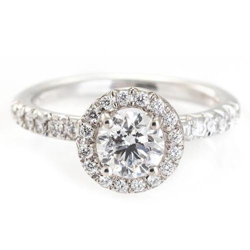 Engagement Ring 3 Carats Halo Round Diamonds White Gold 14K Halo Ring