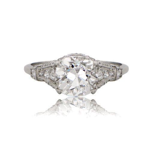 Engagement Ring Old Miner Cut Diamond 2.30 Carats White Gold 14K Engagement Ring