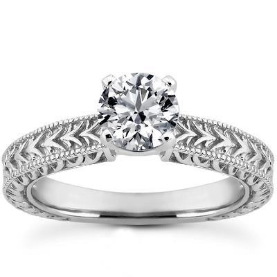Antique Style Princess Cut Sparkling Unique Solitaire White Gold Diamond Anniversary Ring