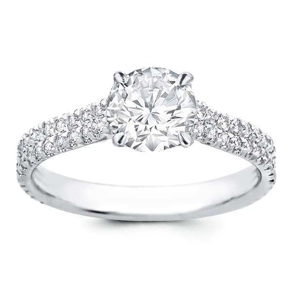 Engagement White Gold Solitaire Ring with Accents White Gold Diamond