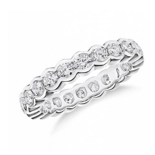 Eternity Wedding Band 3 Carats Round Cut Diamonds White Gold 14K Eternity Band