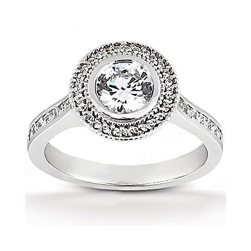 F Vs1 Diamond Ring Halo Women Engagement Gold Ring 2.22 Ct. Halo Ring