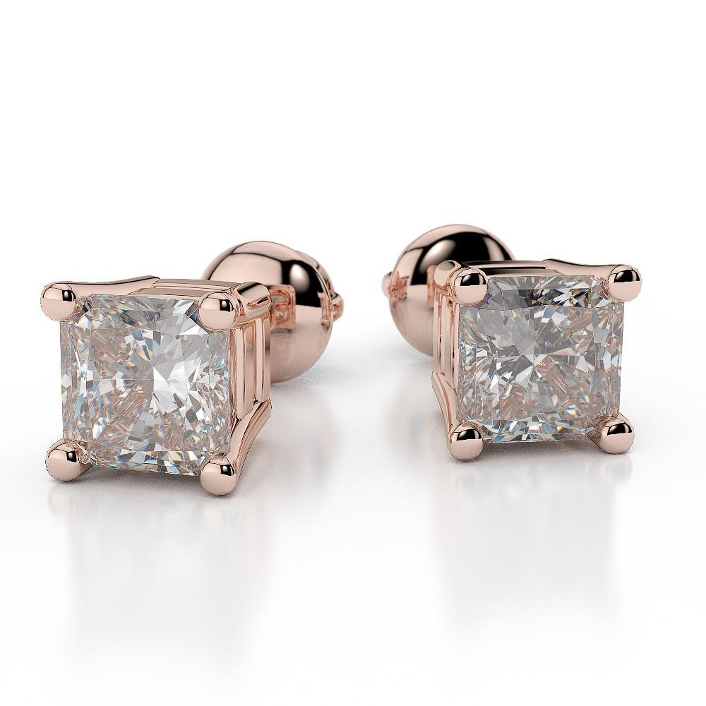Sparkling Diamonds Lady Studs Earrings Rose Gold Stud Earrings