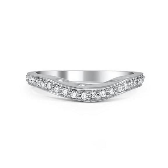F Vvs1 2.1 Ct Round Cut Diamond Wedding Band 14K White Gold Band