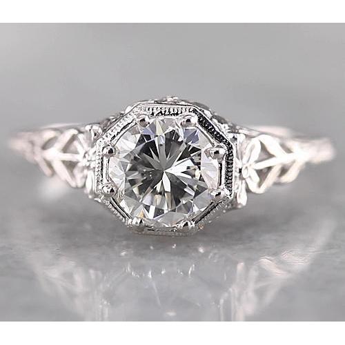 Unique Lady’s Style White Sparkling Engagement White gold Filigree Round Diamond Ring F Vs1 White Gold Engagement Ring