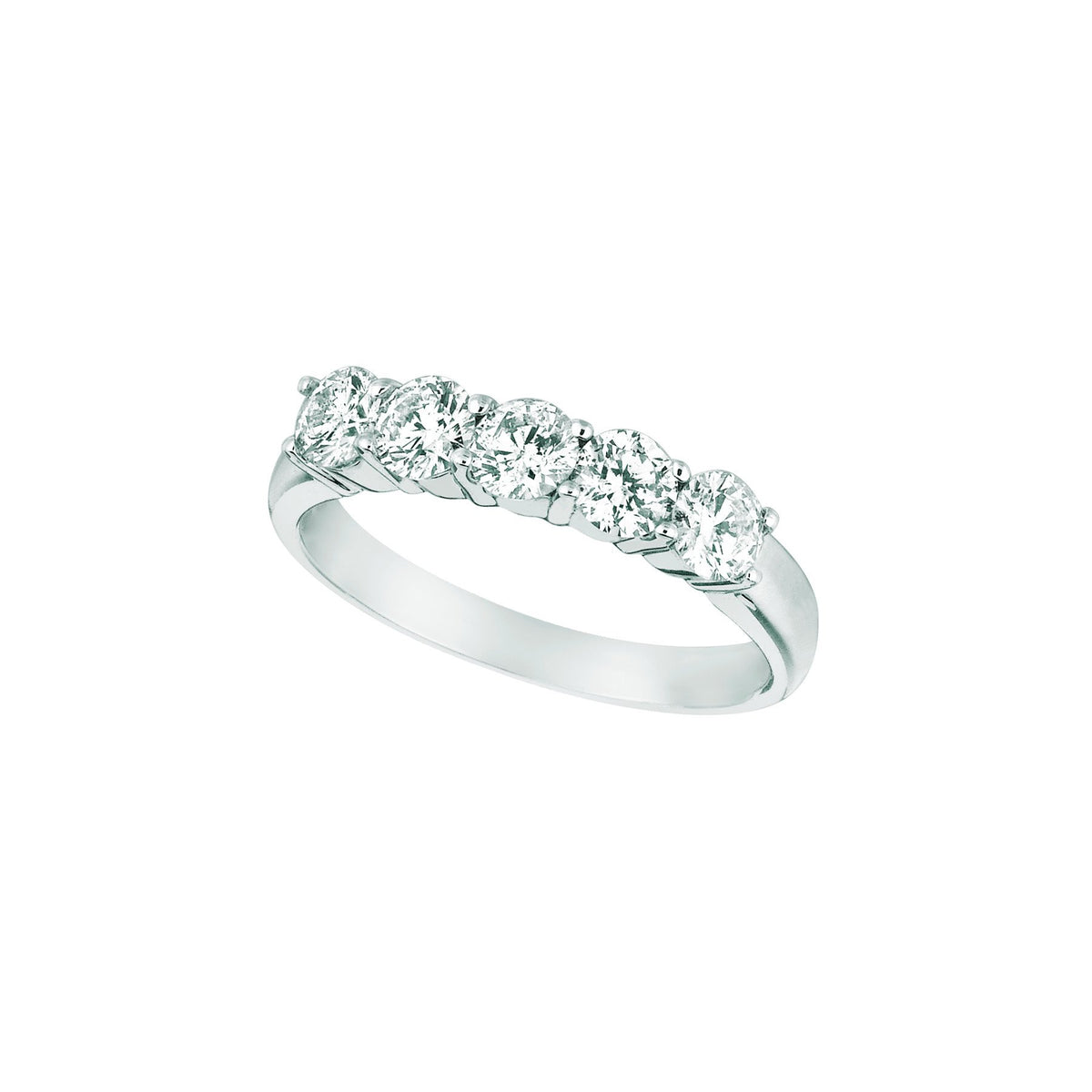 Five 5 Stone Diamond Eternity Band Ring 1 Carats 14K White Half Eternity Band