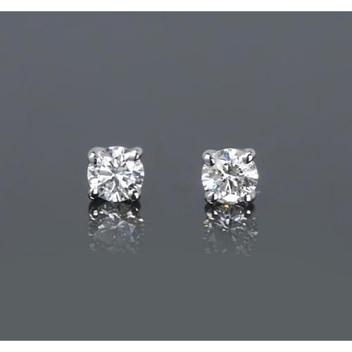 Four Prong Women Diamond Engagement Ring White Gold Stud Earrings