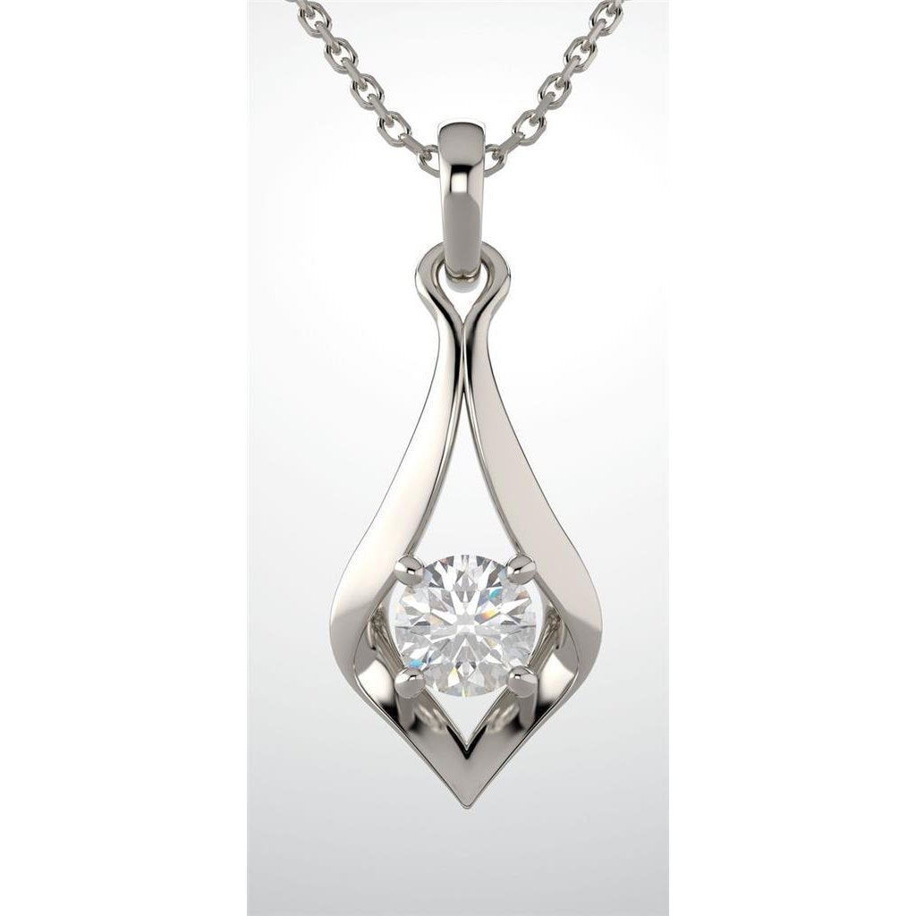 Four Prong Setting Round Cut 2.00 Carat Diamond Pendant Solid White Gold 14K Pendant