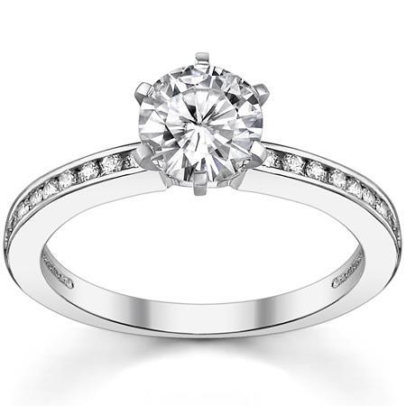 Gorgeous Antique Lady’s Style White Elegant Gold Diamond Solitaire Ring with Accents