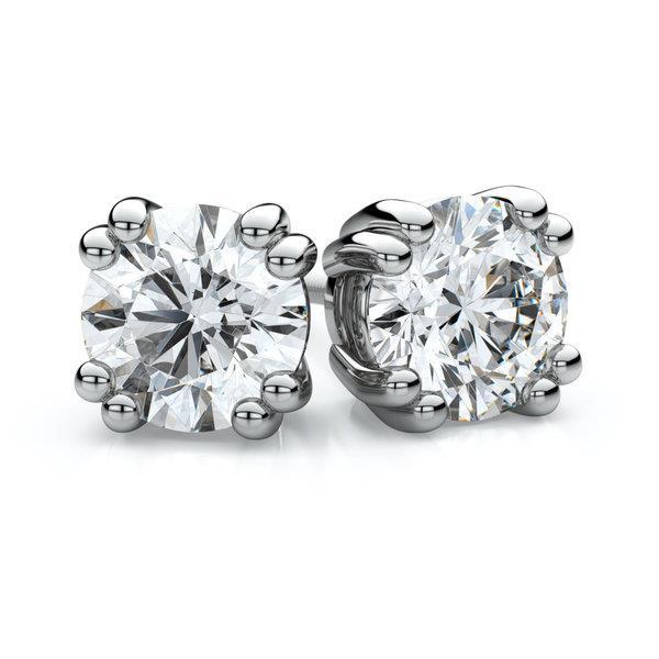 natural round diamond 4ct earring front view