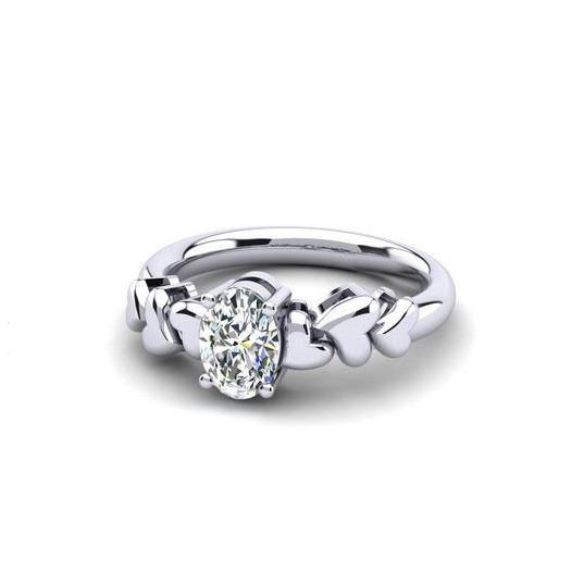 Gorgeous Oval Lady’s Fancy Wedding Engagement White Gold Diamond Solitaire Ring