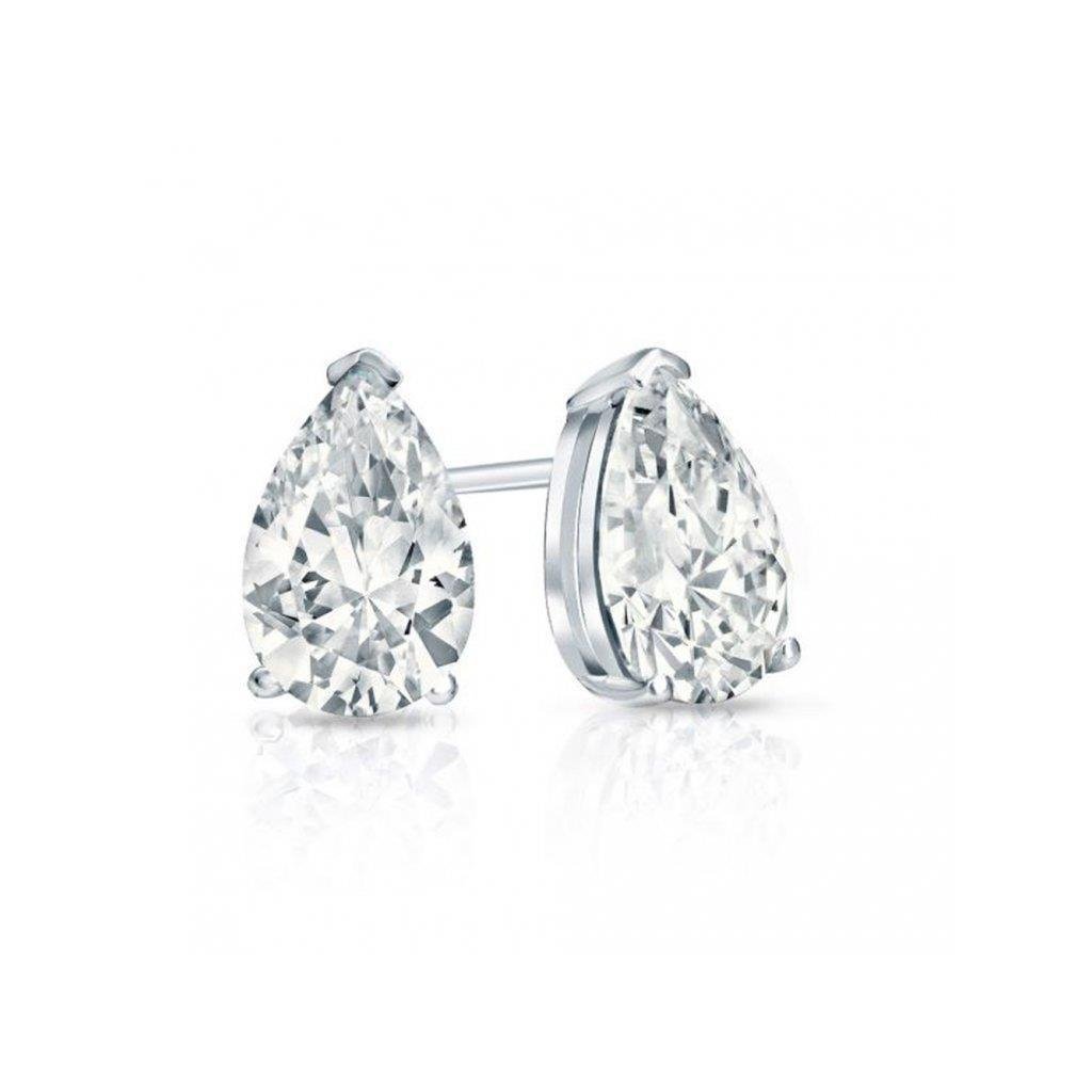 Gorgeous Pear Cut 2 Carats Solitaire Diamond Stud Earrings White Gold 14K Stud Earrings