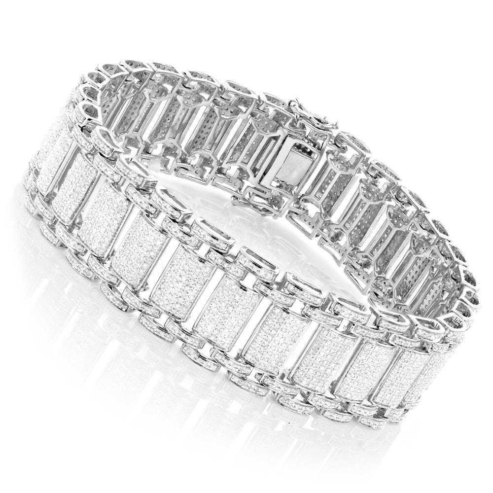 Gorgeous Round 6.75 Carats Diamond Men Bracelet White Gold 14K Mens Bracelet
