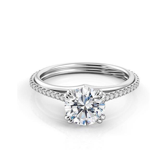 Gorgeous Round Brilliant Cut 4 Ct Diamonds Wedding Solitaire Ring With Accents White Gold Solitaire Ring with Accents