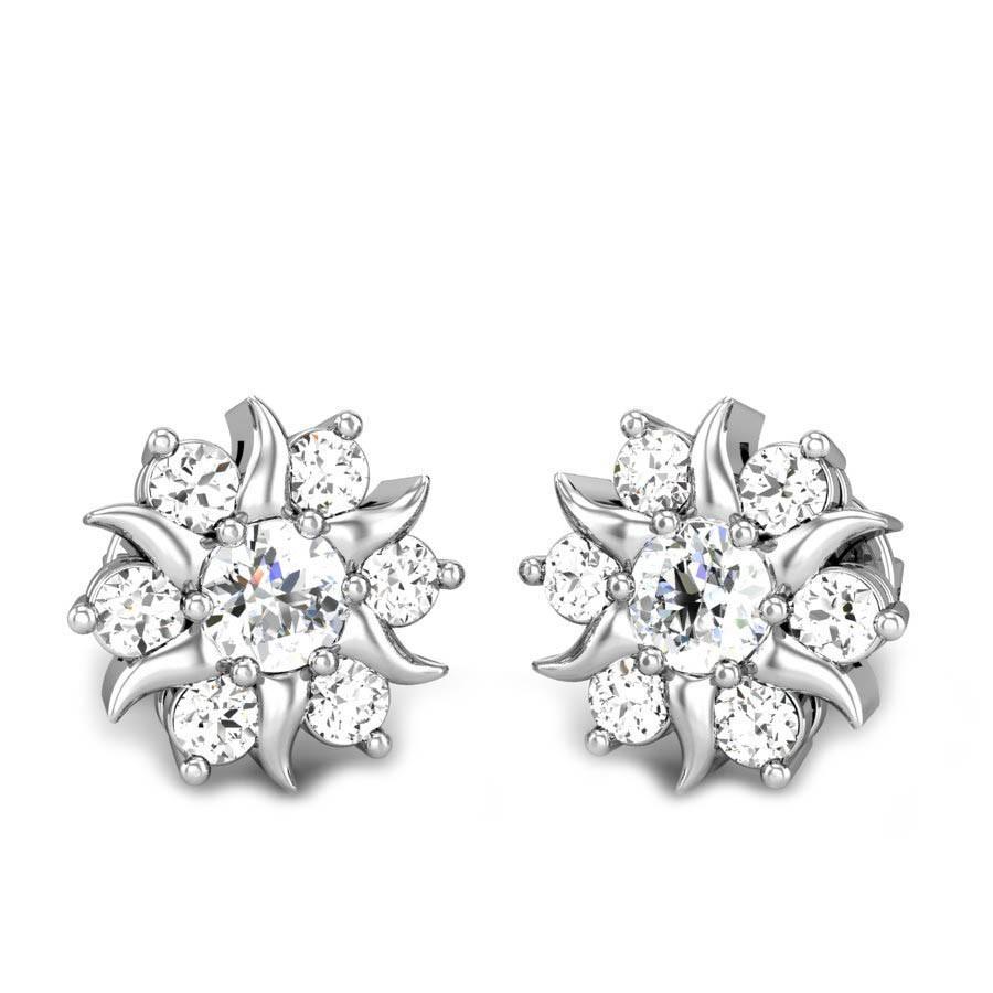 Gorgeous Round Cut 3.40 Ct Diamonds Flower Style Studs Halo Earrings Studs- Halo