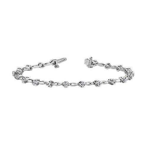 natural round diamond 3ct bracelet front view