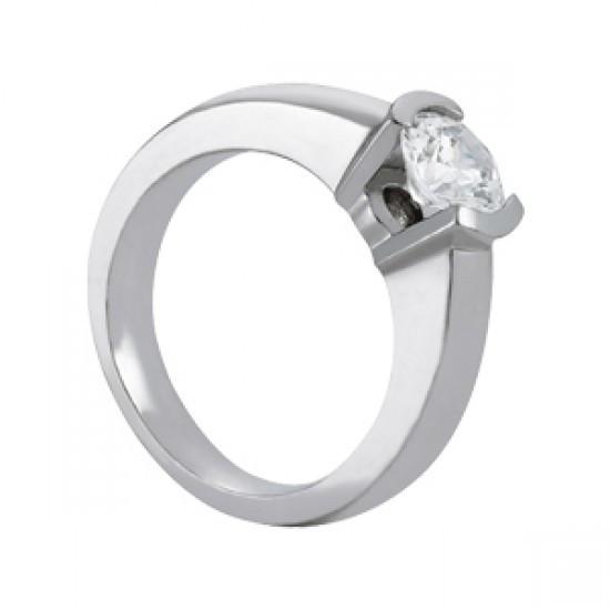Half Bezel Setting New Elegant Sparkling Unique Solitaire White Gold Diamond Ring