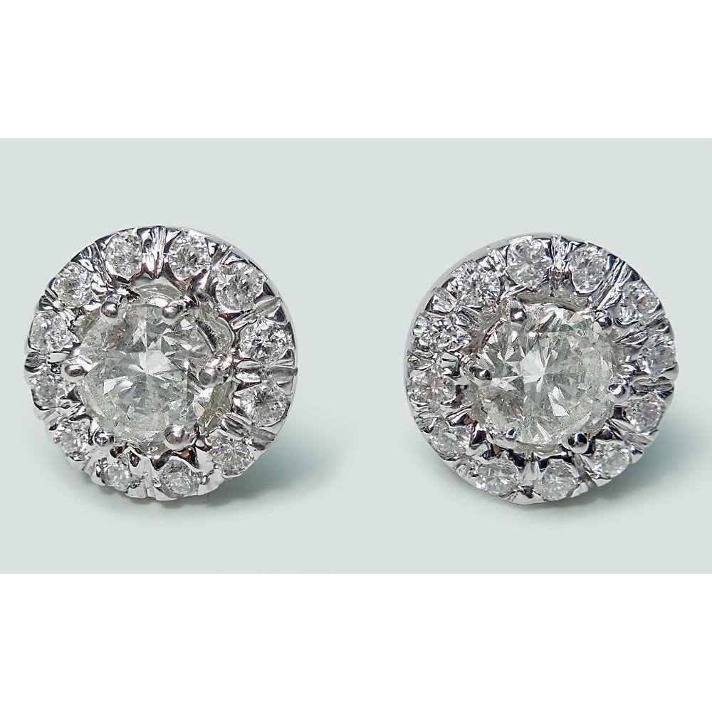 Halo Round Cut Diamond Stud Earring 3.20 Ct. White Gold Jewelry Halo Stud Earrings