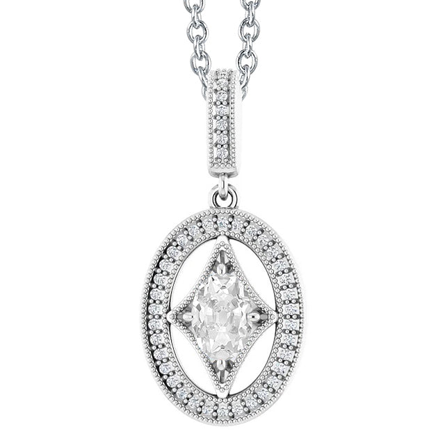 Halo Oval Old Miner Diamond Pendant