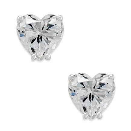 New Heart Shape Diamonds Stud Earrings White Gold