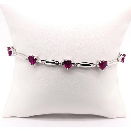 Jewelry New Womans Heart Shape Rhodolite Garnet Diamond Bracelet