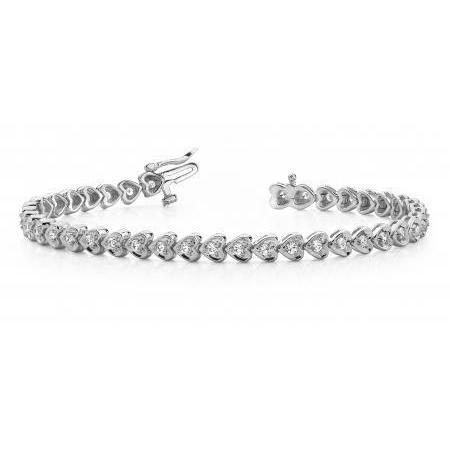 Heart Shape Tennis Bracelet 6 Ct Round Cut Diamonds White Gold 14K Tennis Bracelet