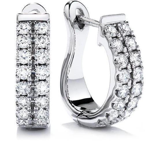 Hoop Earrings White Gold Gorgeous Round Brilliant Cut 3.20Ct Diamonds Hoop Earrings