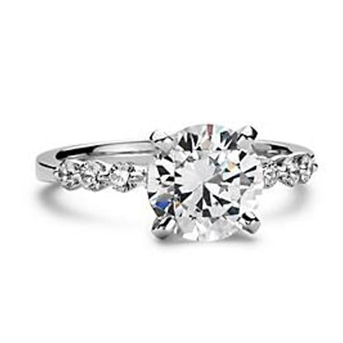 Huge Round Solitaire Ring with Accents White Gold Diamond
