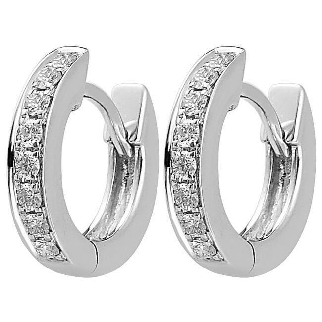 Huggie Earrings White Gold 14K Ave Set 2.40 Ct Round Cut Diamonds Earrings
