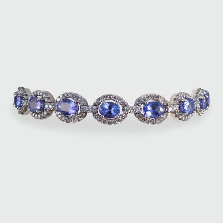 Ladies Bracelet Tanzanite And Diamonds Brilliant sparkling best gift White Gold Gemstone Bracelet