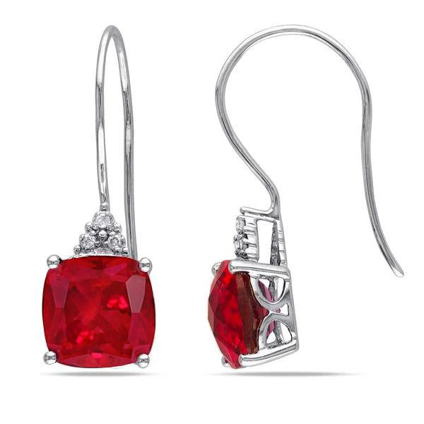 Ladies Dangle Earrings Ladies New weeding Ruby With Diamonds White Gold