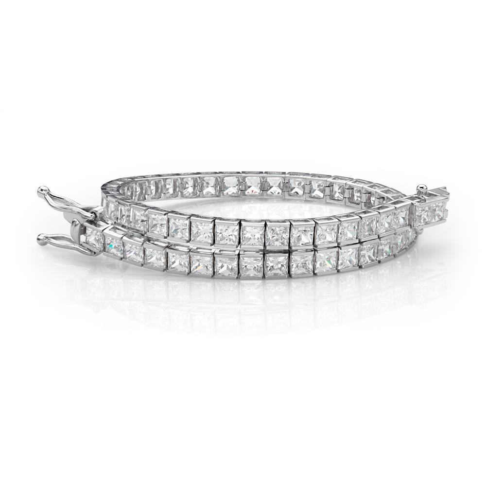 Ladies Princess Cut 11 Carats Diamond Tennis Fine Bracelet Jewelry White Gold Tennis Bracelet