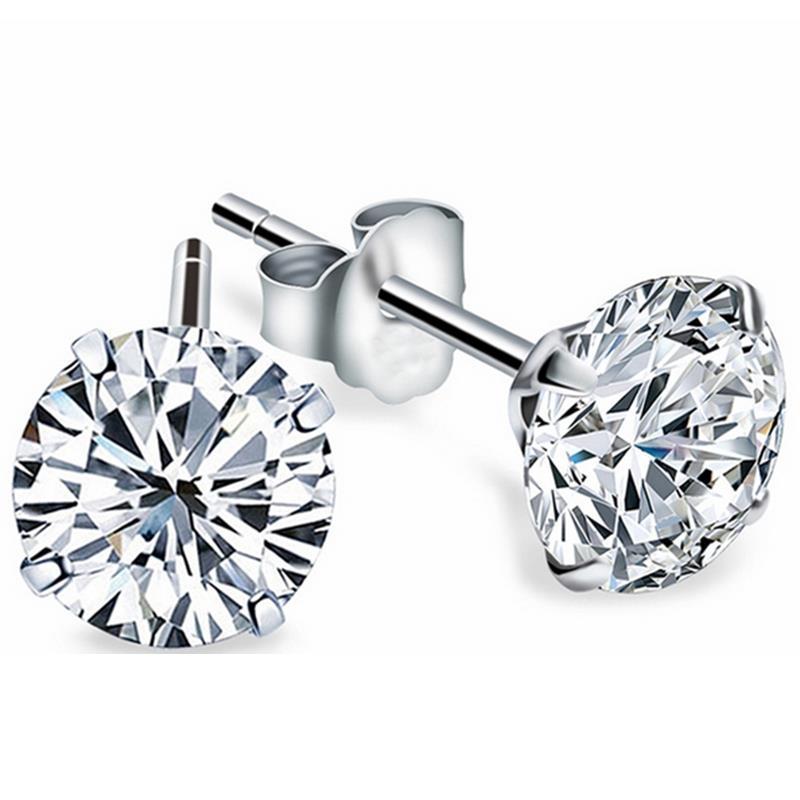 Ladies Round White Gold Round Anniversary Stud Earrings