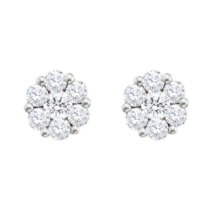 Ladies Round Diamond Studs Halo Earring Fine Gold Jewelry 4.20 Carats Studs- Halo