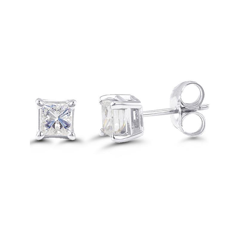 natural princess diamond 3ct earring front view
