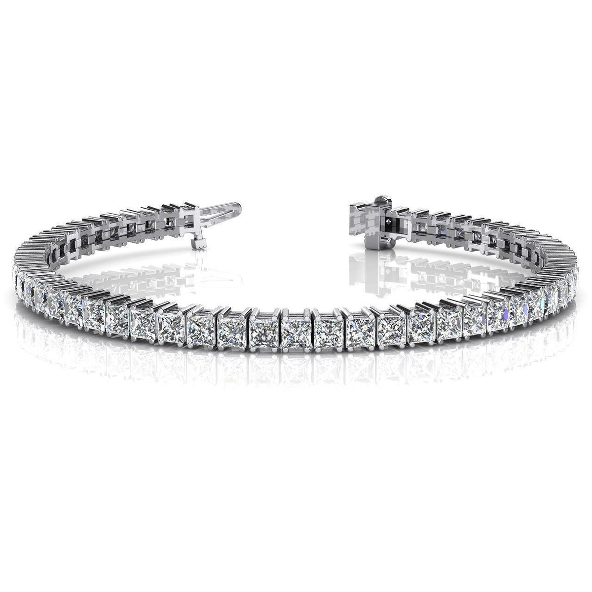 Lady Jewelry Tennis Bracelet Solid Gold 7.5 Carats Princess Cut Diamonds Tennis Bracelet