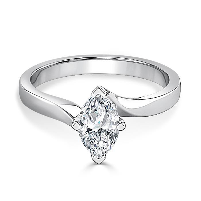 Marquise Cut Princess Sparkling Unique Solitaire White Gold Diamond Anniversary Ring
