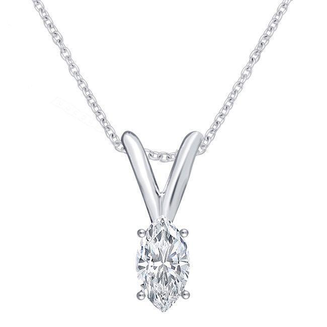 Marquise Cut 2.00 Carats Diamond Necklace Pendant White Gold 14K Pendant