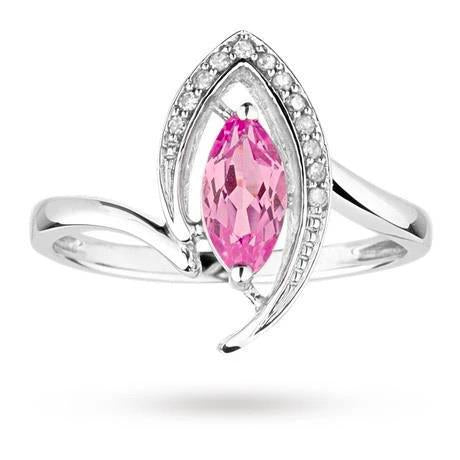New Stylish Marquise Cut Pink Sapphire And Diamond Ring Gold Jewelry Gemstone Ring
