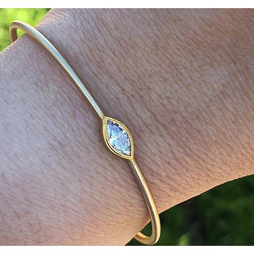 Marquise Diamond Bangle Bezel Set 1 Carat Yellow Gold 14K Bangle