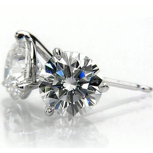 Martini Round Diamond Stud Earrings 1.50 Carats White Gold 14K Stud Earrings