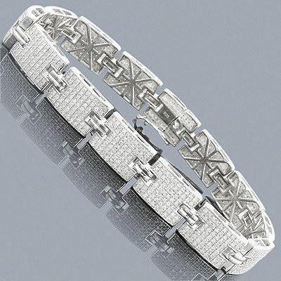 Men Diamond Bracelet White Gold 14K 4.95 Carats Diamond Jewelry Mens Bracelet