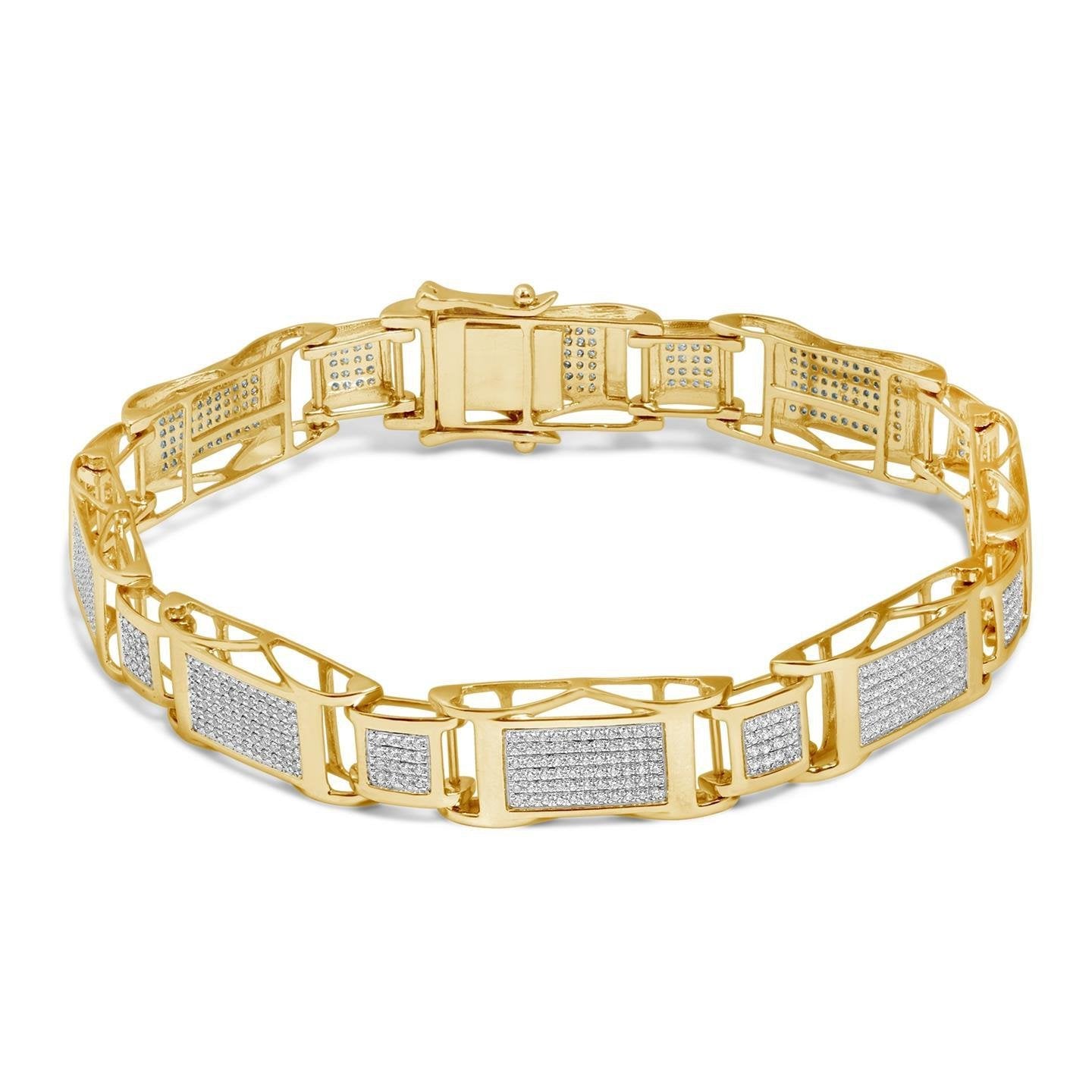 Men'S Bracelet Brilliant Cut Sparkling 10.35 Carats Diamonds Yg 14K Mens Bracelet
