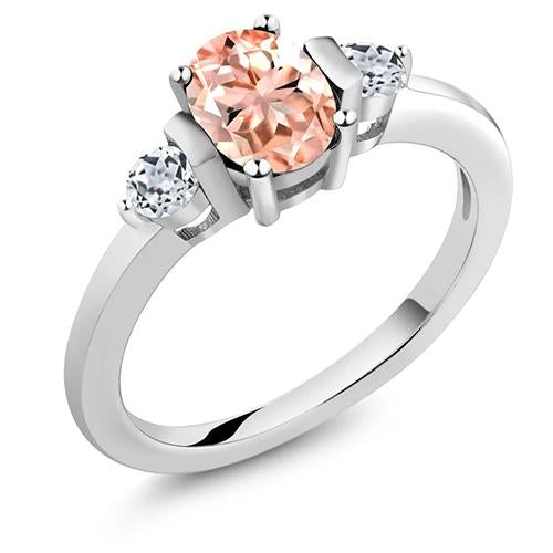 Morganite And Diamonds 9 Half bazel fancy Stone Wedding Rose Gold Gemstone Ring